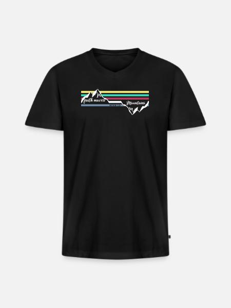 Tro kan flytte bjerge - kristne gaver - Premium økologisk T-shirt med V-hals til mænd - sort