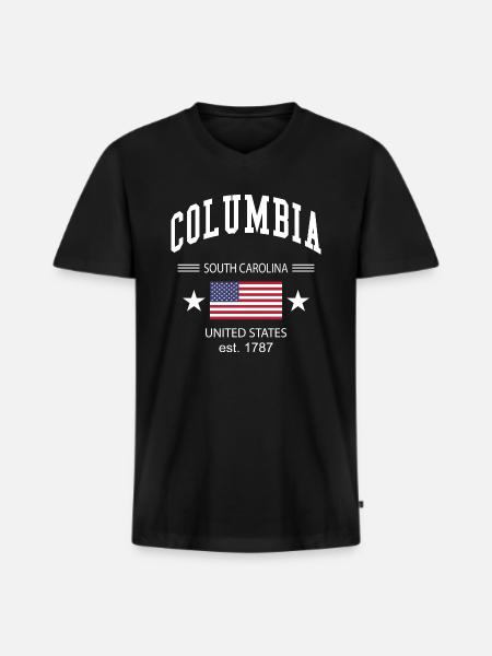 Columbia - Men's Premium Organic T-shirt with V-neck - black