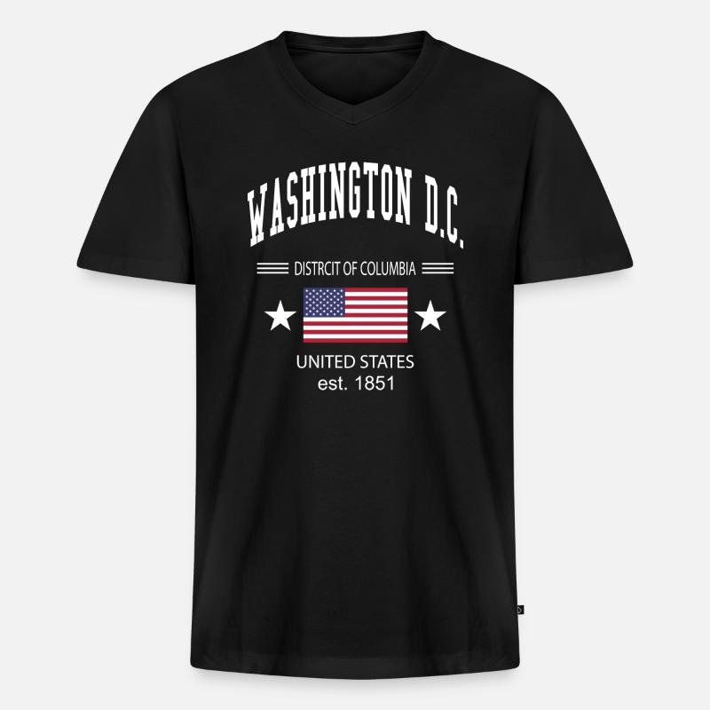 Washington DC - Männer Premium Bio T-Shirt mit V-Ausschnitt - Schwarz