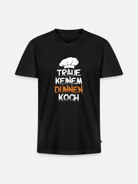 Amateur chef don't trust a skinny chef - Men's Premium Organic T-shirt with V-neck - black