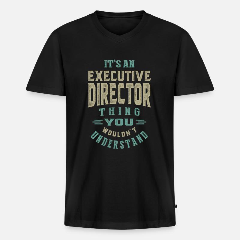 Geschäftsführer - Männer Premium Bio T-Shirt mit V-Ausschnitt - Schwarz