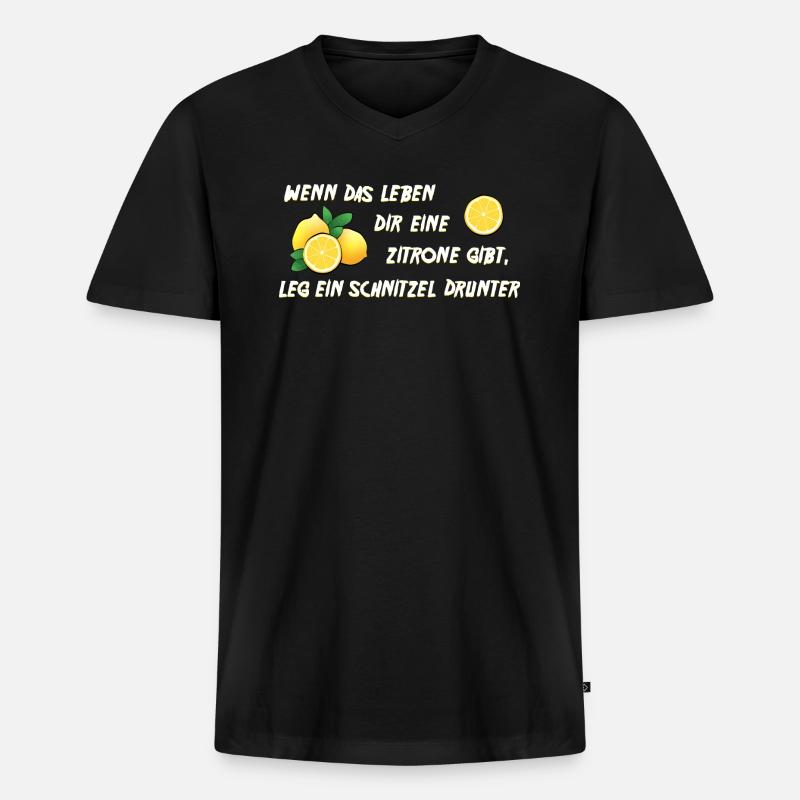 Zitrone - Männer Premium Bio T-Shirt mit V-Ausschnitt - Schwarz