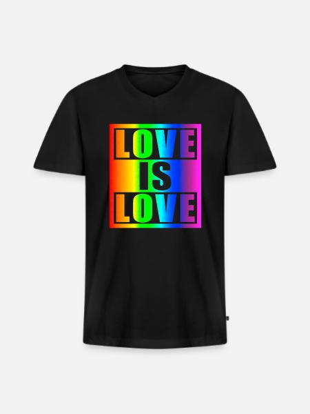 Love is Love - Men's Premium Organic T-shirt with V-neck - black