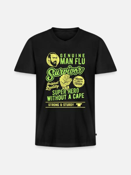 Man Flu Survivor - Men's Premium Organic T-shirt with V-neck - black