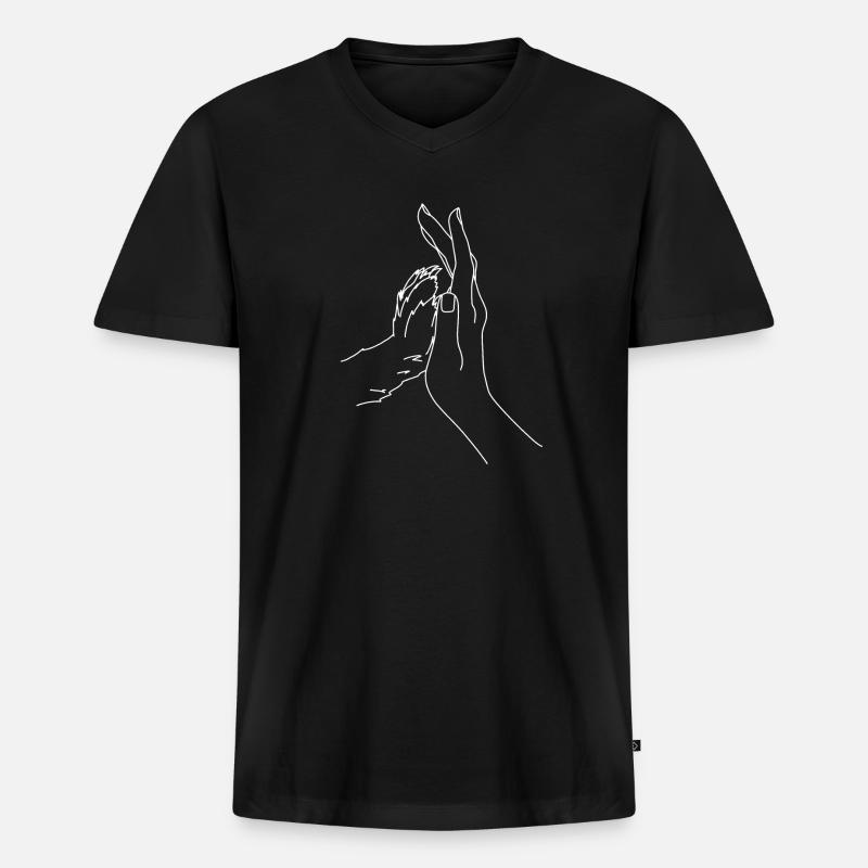 Hand mit Hundepfote hell - Männer Premium Bio T-Shirt mit V-Ausschnitt - Schwarz