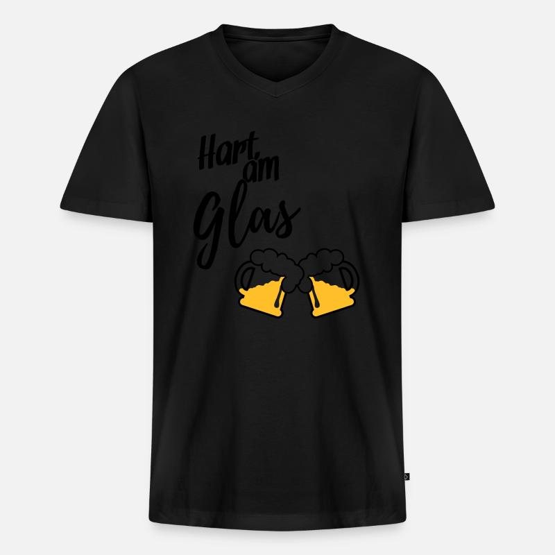 Hart am Glas - Männer Premium Bio T-Shirt mit V-Ausschnitt - Schwarz
