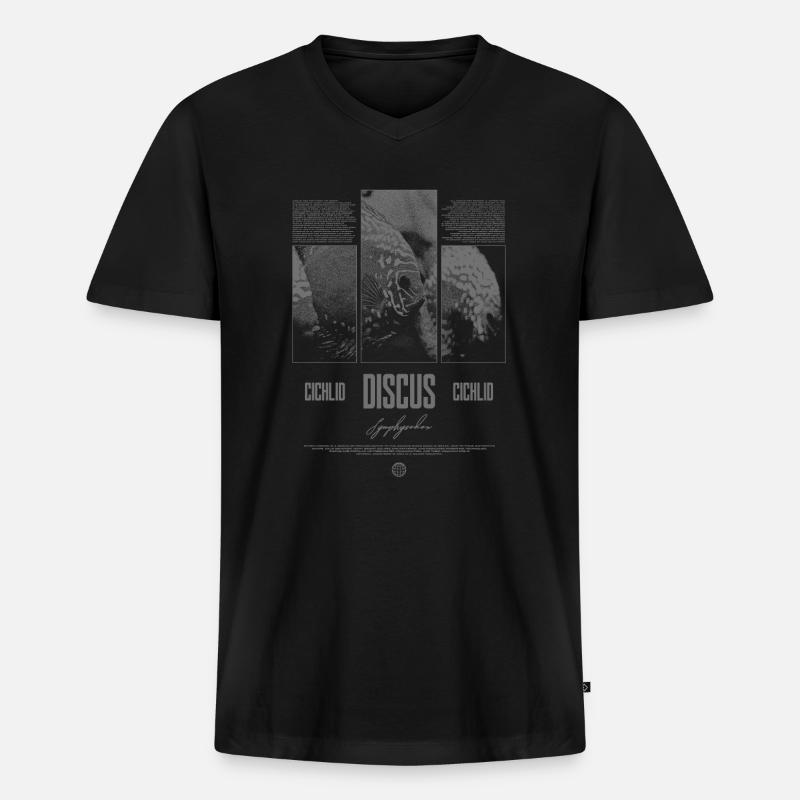 Diskusfisch Buntbarsch Aquarium Fischhalter - Männer Premium Bio T-Shirt mit V-Ausschnitt - Schwarz
