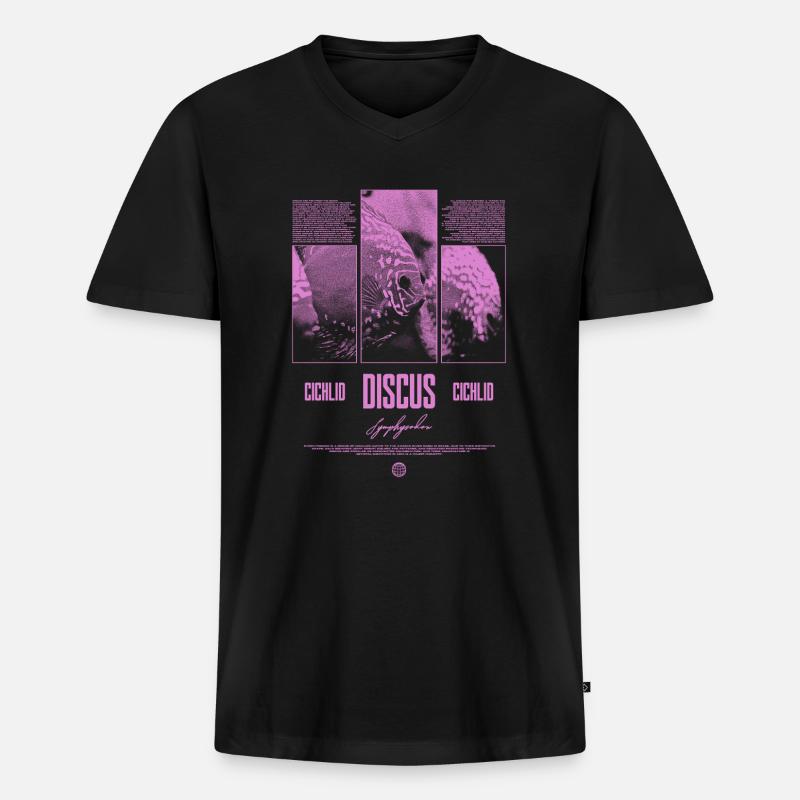 Diskusfisch Buntbarsch Aquarium Fischhalter - Männer Premium Bio T-Shirt mit V-Ausschnitt - Schwarz
