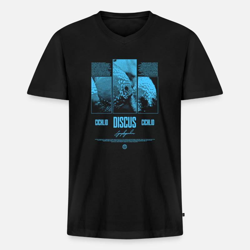 Diskusfisch Buntbarsch Aquarium Fischhalter - Männer Premium Bio T-Shirt mit V-Ausschnitt - Schwarz