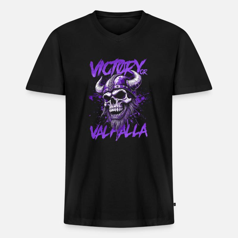 Nordischer Wikingersieg oder Walhalla - Männer Premium Bio T-Shirt mit V-Ausschnitt - Schwarz