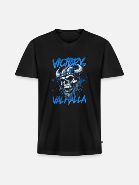 Nordischer Wikingersieg oder Walhalla - Männer Premium Bio T-Shirt mit V-Ausschnitt - Schwarz