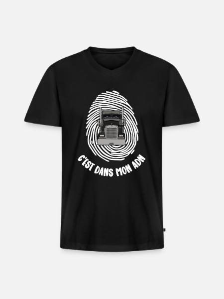 dans mon adn - T-shirt encolure en V Premium bio Homme - noir