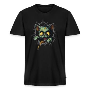 Zombie Halloween Monster Horror Crazy Creature - Men's Premium Organic T-shirt with V-neck - black - Front - Nico (187cm)