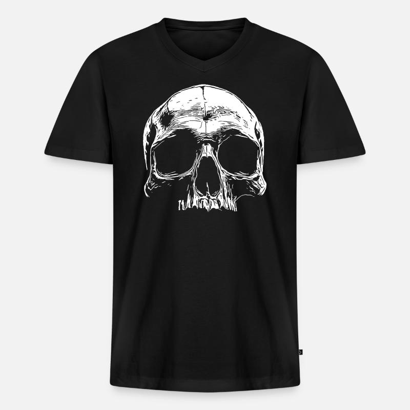 SKULL - Männer Premium Bio T-Shirt mit V-Ausschnitt - Schwarz