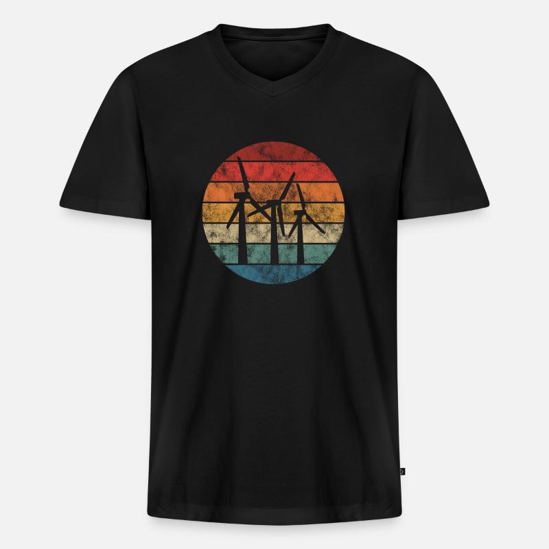Énergie éolienne énergie éolienne éolienne - T-shirt encolure en V Premium bio Homme - noir