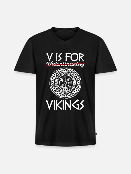 Cadeau Viking de la Saint-Valentin - T-shirt encolure en V Premium bio Homme - noir