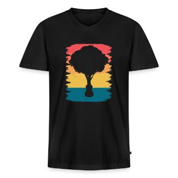 Yggdrasil Natur Musiker Baum Des Lebens - Männer Premium Bio T-Shirt mit V-Ausschnitt - Schwarz - Vorne - Nico (187cm)