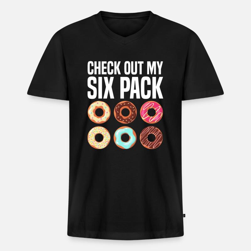 Sixpack Donut - Männer Premium Bio T-Shirt mit V-Ausschnitt - Schwarz