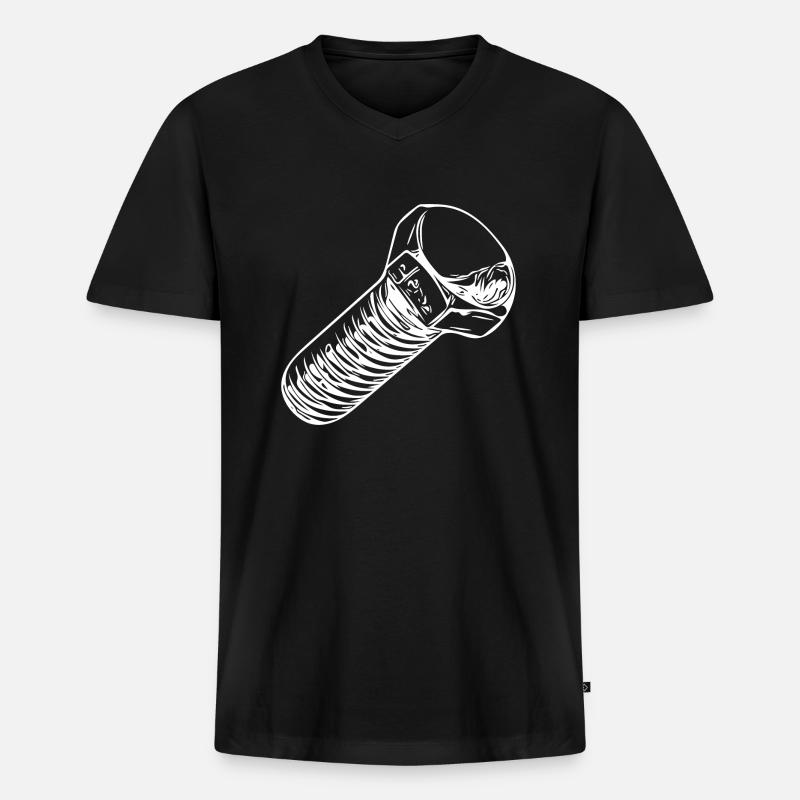 Werkstattschrauber Papa Schraube - Männer Premium Bio T-Shirt mit V-Ausschnitt - Schwarz