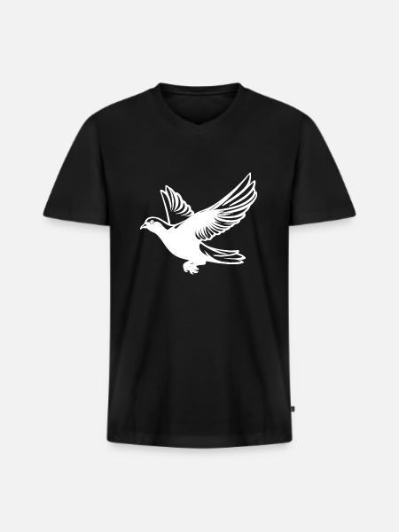Pigeon in flight with wings - Men's Premium Organic T-shirt with V-neck - black