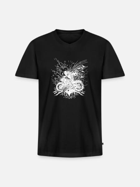Moto tout-terrain style Splash Biker - T-shirt encolure en V Premium bio Homme - noir