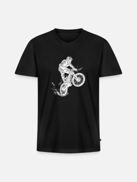Cooler Radfahrer Mountainbiker - Männer Premium Bio T-Shirt mit V-Ausschnitt - Schwarz
