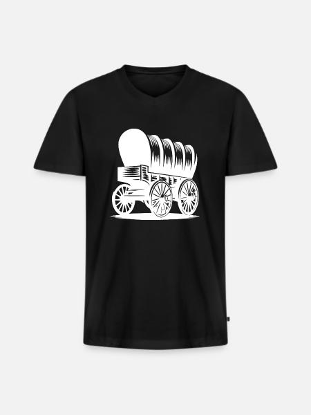 Planwagen für Pferde - Männer Premium Bio T-Shirt mit V-Ausschnitt - Schwarz