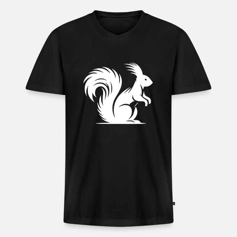 Écureuil mignon avec queue touffue - T-shirt encolure en V Premium bio Homme - noir