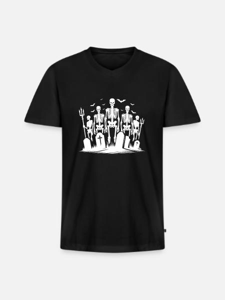 Halloween Cemetery Zombie Spooky Night - Men's Premium Organic T-shirt with V-neck - black