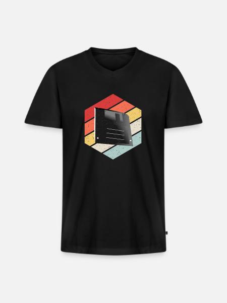 Diskette Floppy Disk - Men's Premium Organic T-shirt with V-neck - black