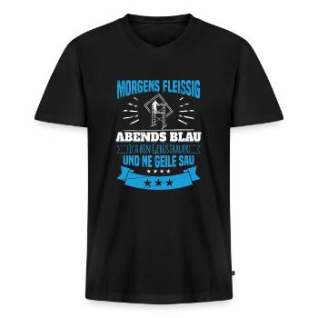Gerüstbau Gerüstbauer - Männer Premium Bio T-Shirt mit V-Ausschnitt - Schwarz - Vorne - Nico (187cm)