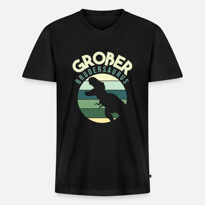 Großer Bruder Brudersaurus - Männer Premium Bio T-Shirt mit V-Ausschnitt - Schwarz