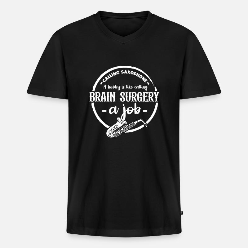 Calling saxophone a hobby - Männer Premium Bio T-Shirt mit V-Ausschnitt - Schwarz
