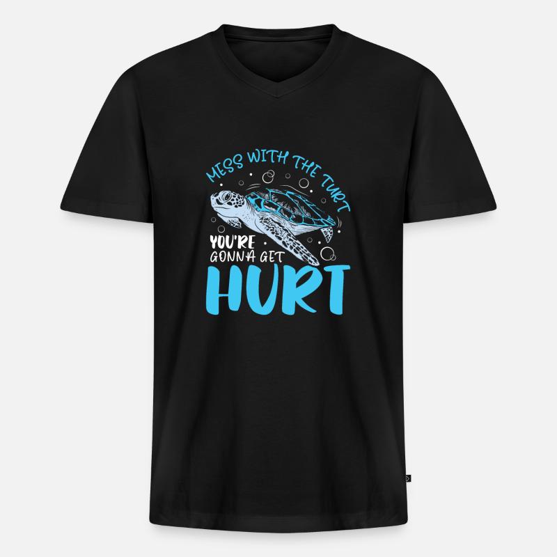 Mess With The Turt - Männer Premium Bio T-Shirt mit V-Ausschnitt - Schwarz