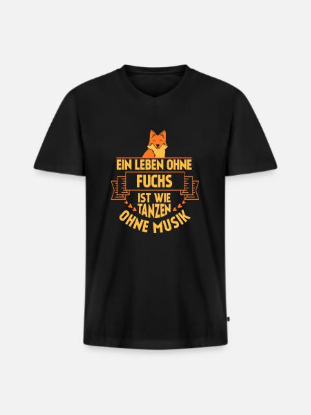 Ein leben ohne fuchs - Männer Premium Bio T-Shirt mit V-Ausschnitt - Schwarz