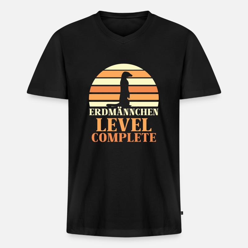 Erdmännchen Level Complete - Männer Premium Bio T-Shirt mit V-Ausschnitt - Schwarz