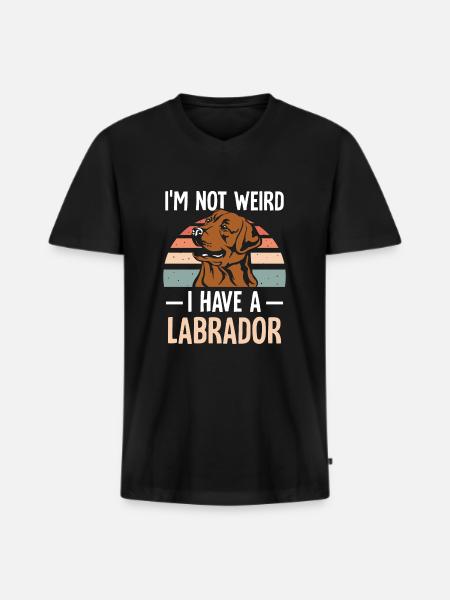 Labrador - Männer Premium Bio T-Shirt mit V-Ausschnitt - Schwarz