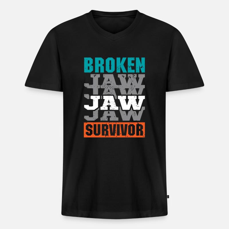 Broken Jaw Survivor - Männer Premium Bio T-Shirt mit V-Ausschnitt - Schwarz