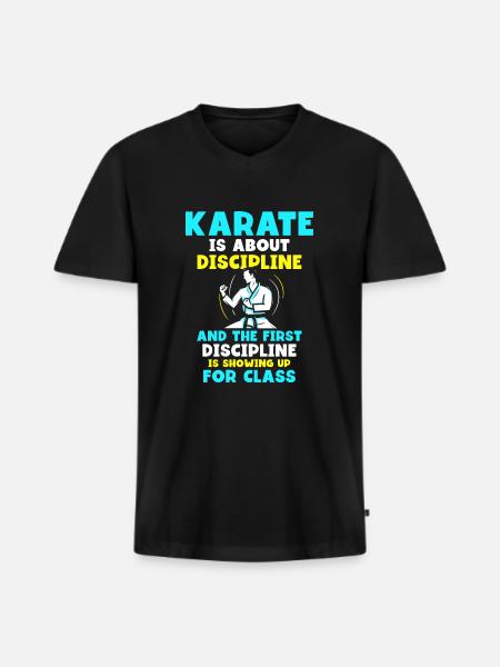 Karate is about discipline - Männer Premium Bio T-Shirt mit V-Ausschnitt - Schwarz