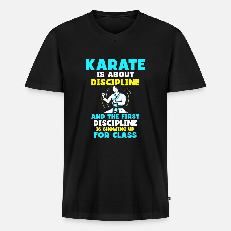 Karate is about discipline - Männer Premium Bio T-Shirt mit V-Ausschnitt - Schwarz