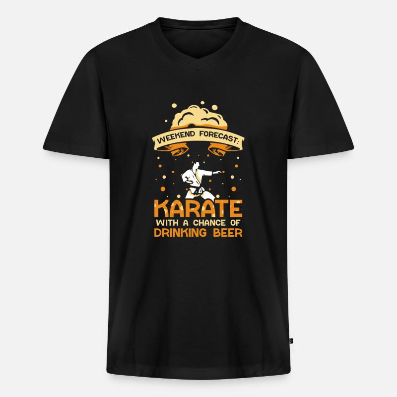 Weekend Forecast Karate Beer - Männer Premium Bio T-Shirt mit V-Ausschnitt - Schwarz
