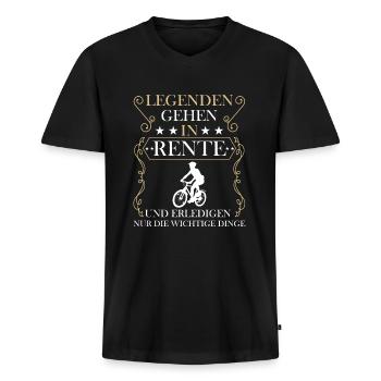 Rentner Rente Rentenbeginn Fahrrad fahren - Männer Premium Bio T-Shirt mit V-Ausschnitt - Schwarz - Vorne - Nico (187cm)