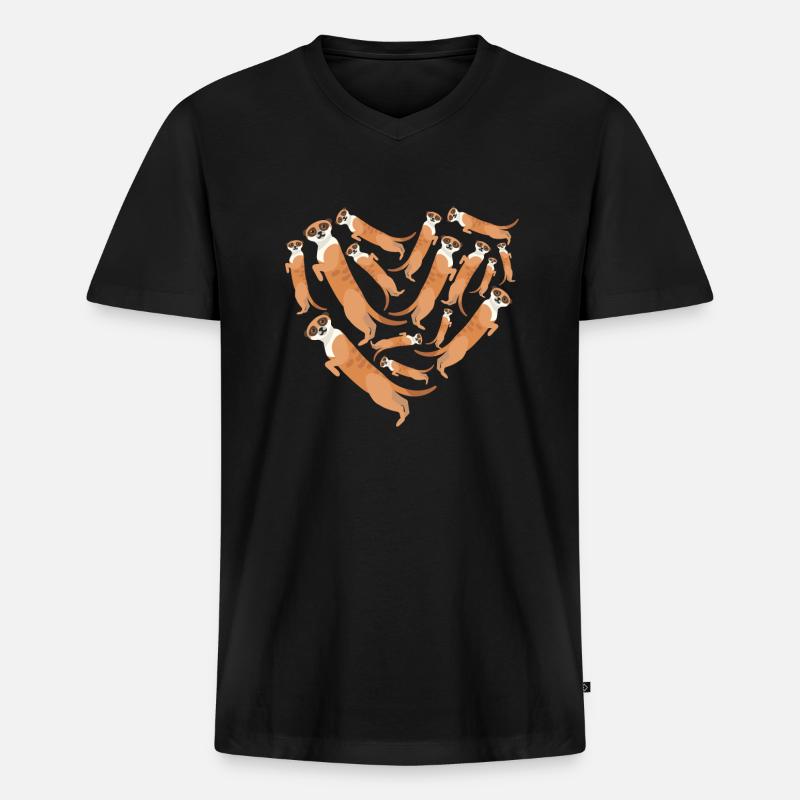 Herz Erdmännchen - Männer Premium Bio T-Shirt mit V-Ausschnitt - Schwarz
