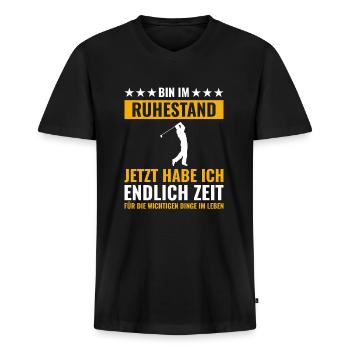 Rentner Rente Rentenbeginn Golf Golfer - Männer Premium Bio T-Shirt mit V-Ausschnitt - Schwarz - Vorne - Nico (187cm)