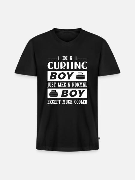 Im a curling boy - Men's Premium Organic T-shirt with V-neck - black