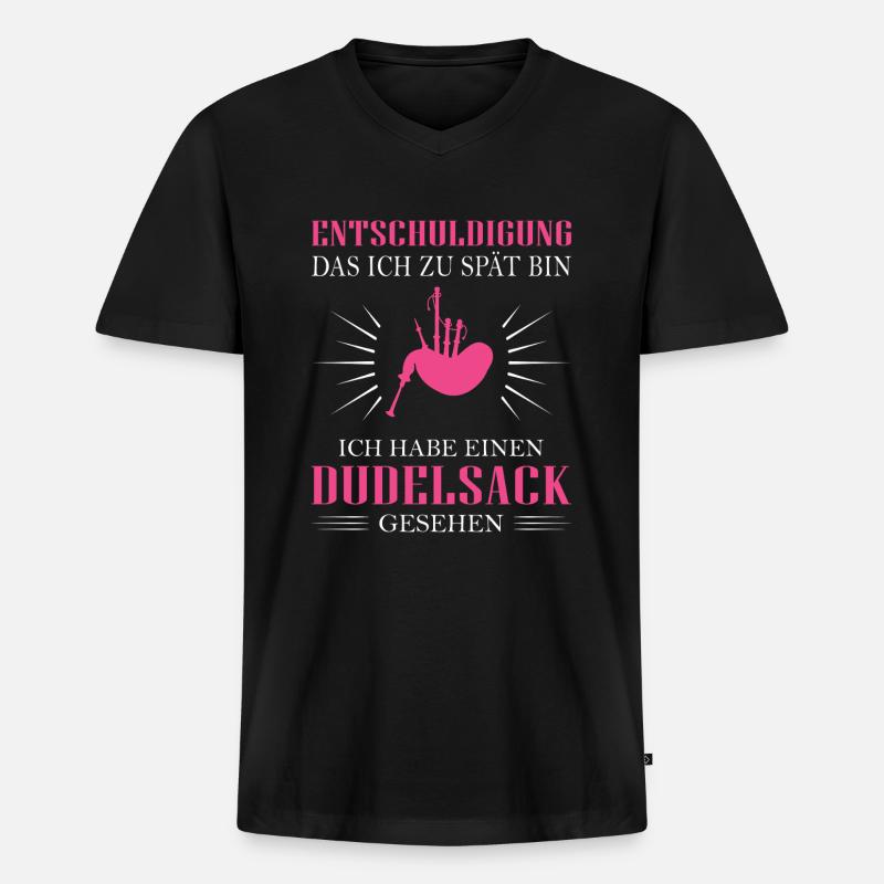 Dudelsackspieler Dudelsack Männer Geschenk - Männer Premium Bio T-Shirt mit V-Ausschnitt - Schwarz