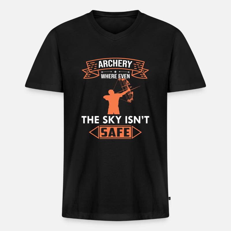 Bogenschießen Bogenschütze - Männer Premium Bio T-Shirt mit V-Ausschnitt - Schwarz