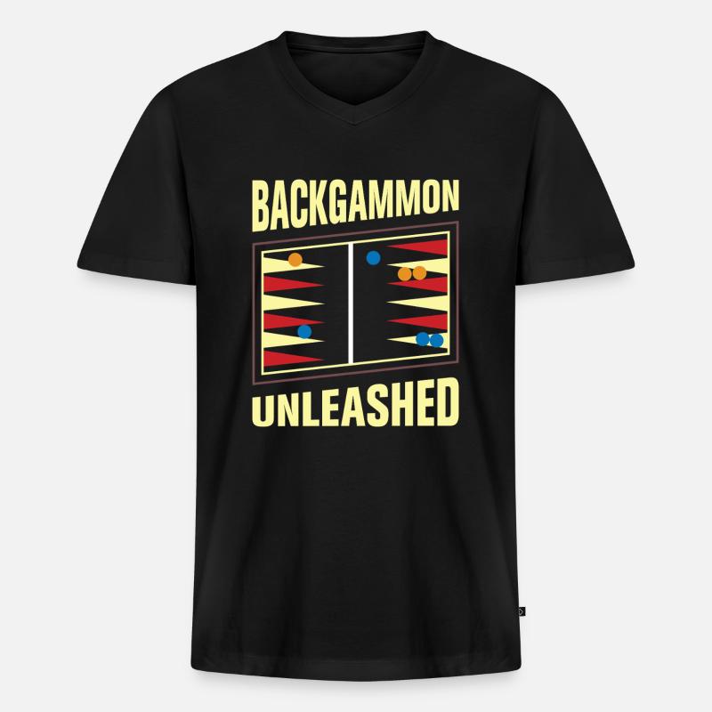 Backgammon Spiel - Männer Premium Bio T-Shirt mit V-Ausschnitt - Schwarz
