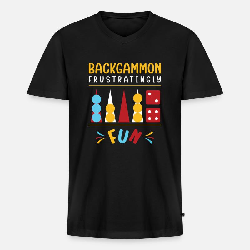 Backgammon Spiel - Männer Premium Bio T-Shirt mit V-Ausschnitt - Schwarz