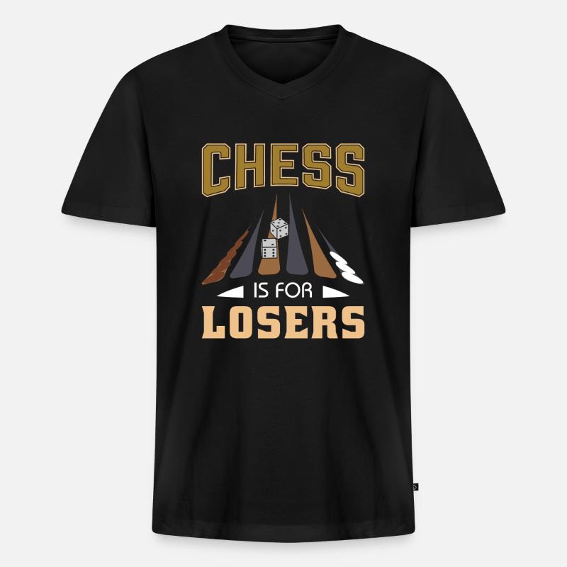 Backgammon Spiel - Männer Premium Bio T-Shirt mit V-Ausschnitt - Schwarz